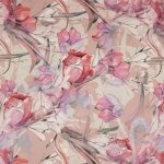 Šifon N6891, růžové květy, š.155 – Zboží Dáma