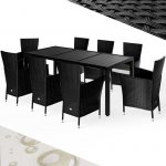 FurniGO Berlin 1+8 umělý ratan, černý – Zboží Dáma