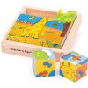 Dřevěná hračka Bigjigs obrázkové kostky kubusy Safari 9 kostek