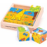 Bigjigs Toys Obrázkové kostky kubusy Safari 9 kostek