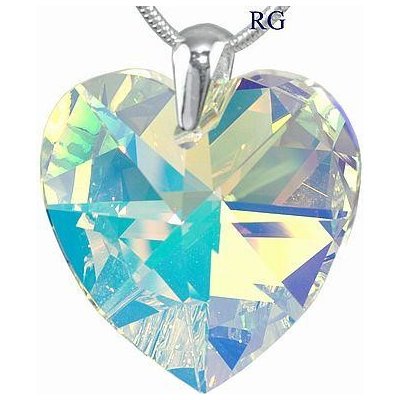 Swarovski Stříbrný náhrdelník bílé duhové srdce 34004.2 Crystal