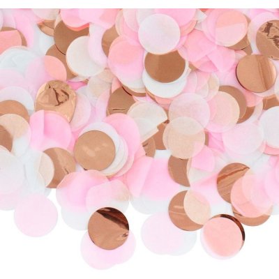 Konfety kolečka papírovo-fóliové mix bílá-růžová-rosegold – Zboží Dáma