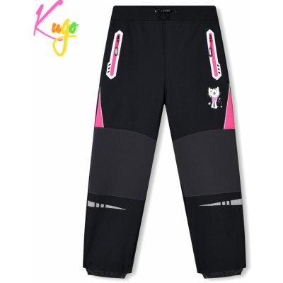 Kugo HK3116 Dívčí softshellové kalhoty černá / růžová aplikace – Zboží Mobilmania