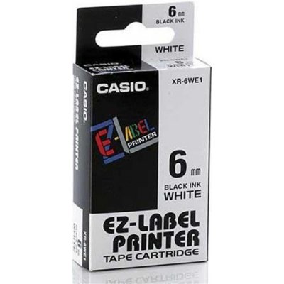 Tonery Náplně Páska Casio XR-6WE1 (Černý tisk/bílý podklad) (6mm)