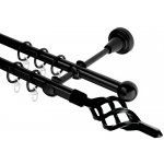 OK-GarnýžeCZ Garnýž kovová dvouřadá 16mm Azur černá 280 cm do stěny / kroužky s háčkem – Hledejceny.cz