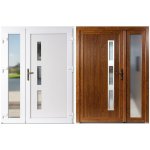 OknaDvereNaMiru.cz Dvoukřídlé plastové vchodové dveře INOX Venus + sklo Crepi zlatý dub-bílá pravé 150 x 200 cm – Hledejceny.cz