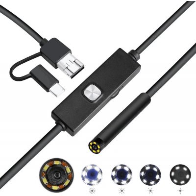 W-star Endoskopická kamera USB UCAM7x2 sond 7mm 2m měkký kabel 640x480 konektor 3v1 – Zboží Živě