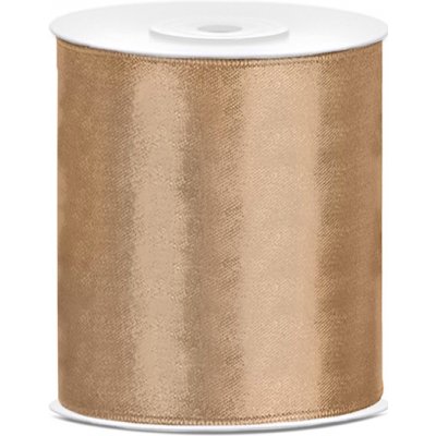 Stuha saténová SVĚTLE ZLATÁ, 100 mm x 25 m – Zboží Dáma