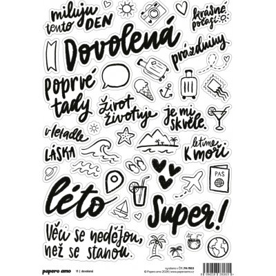 PAPERO AMO ♥ Vellumové samolepky Můj deník – Dovolená – Zboží Živě