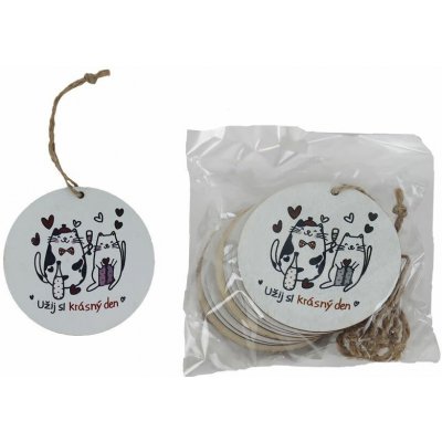 Visačka kočky s nápisem Užij si krásný den, 10 ks D7867 – Zboží Živě