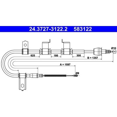 Tažné lanko, parkovací brzda ATE 24.3727-3122.2 | Zboží Auto