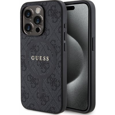Guess PU Leather 4G Colored Ring MagSafe iPhone 15 Pro černé