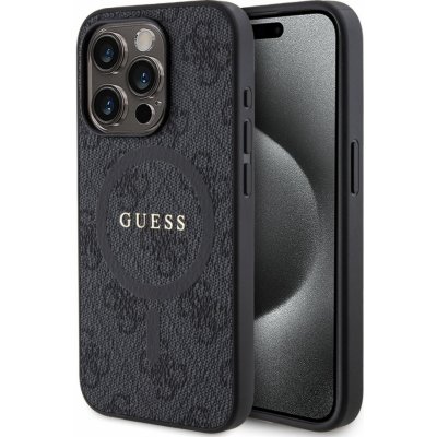 Guess PU Leather 4G Colored Ring MagSafe iPhone 15 Pro černé – Zboží Mobilmania