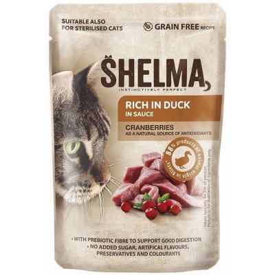 Shelma Cat Kachní s brusinkami v omáčce 85 g – Zbozi.Blesk.cz