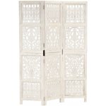 vidaXL Ručně vyřezávaný 3dílný paraván bílý 120x165 masivní mangovník – Zboží Dáma