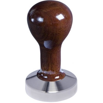 Buna Café Tamper mahagon, lak, nerez mat, plochý 58 mm