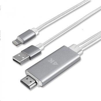 4smarts kabel pro přenos obrazu vč. funkce dobíjení, Lightning -> HDMI, bílá