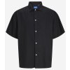 Pánská Košile Jack & Jones Faro pánská lněná košile s krátkým rukávem černá
