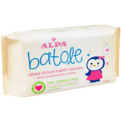 Alpa BATOLE dětské vlhčené toaletní ubrousky s aloe vera 72ks