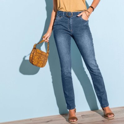 Rovné kalhoty s páskem, pro menší postavu denim – Sleviste.cz