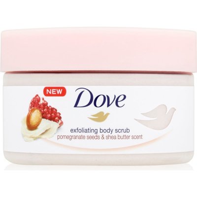 Dove Exfoliating Body Scrub Pomegranate Seeds & Shea Butter pečující tělový peeling 225 ml – Hledejceny.cz