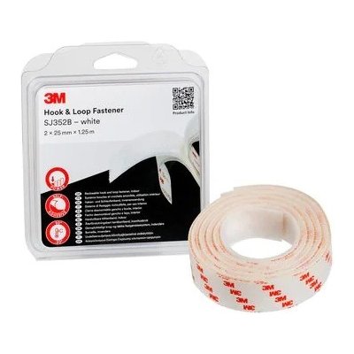SJ 352BWT 3M Hook & Loop háčky a smyčky bílý, 2 x 25 mm x 1,25 m, kompletní spoj v blistru, interiér – Hledejceny.cz