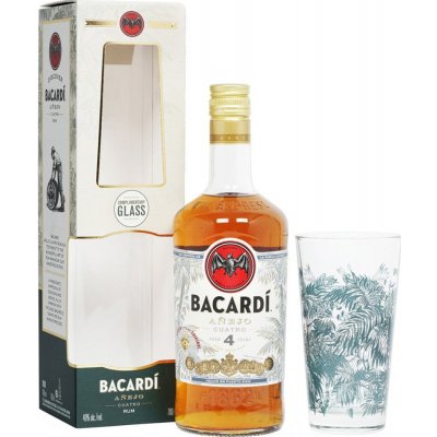 Bacardi Anejo Cuatro 40% 0,7 l (dárkové balení 1 sklenice)