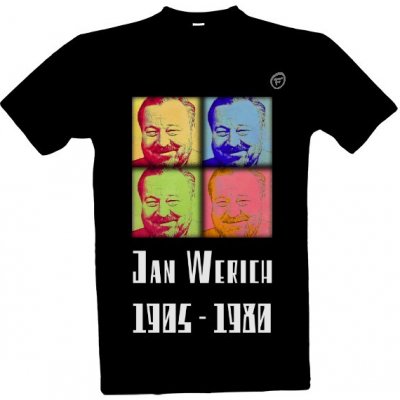 Tričko s potiskem jan werich pánské černá – Zboží Dáma