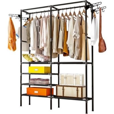 Ruhhy 22671 Stojan na oblečení černý 173 x 36 x 108 cm ocel a netkaná textilie – Sleviste.cz