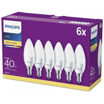 Philips SADA 6x LED žárovka B35 E14/5,5W/230V 2700K P5424 – Zboží Mobilmania