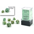 Chessex sada mini kostek 7 kostek Barva: Zelená & Tmavě zelená