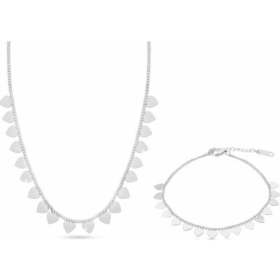 Ellami 204 Set řetízek a náramek, s pevnými přívěsky, jemné srdíčka – Zboží Dáma