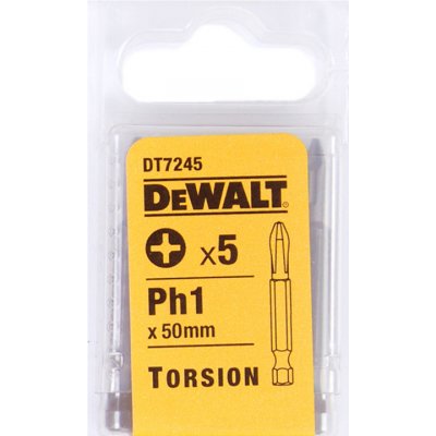 Křížový šroubovací nástavec Torsion Phillips Ph1 50 mm 5ks DeWALT DT7245 – Zboží Mobilmania