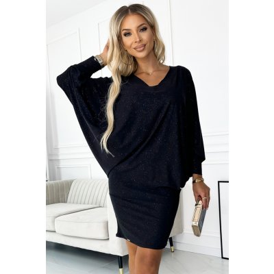 NUMOCO Šaty s netopýřími rukávy černá 5903938258220 – Sleviste.cz