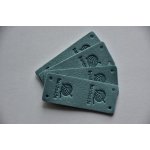 Koženkový štítek půlený Hand made klubko 5x2cm tmavý tyrkys – Zboží Dáma