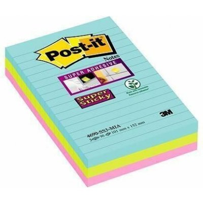 Samolepicí bloček "Super Sticky Miami", mix barev, 101 x 152 mm, 3 x 90 listů, linkovaný, – Hledejceny.cz