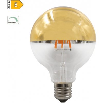 Diolamp LED Filament zrcadlová žárovka 8W/230V/E27/2700K/900Lm/180°/DIM, zlatý vrchlík
