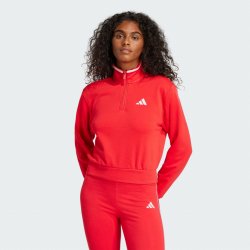 adidas Essentials Color Pop French Terry Crop Quarter-Zip červená