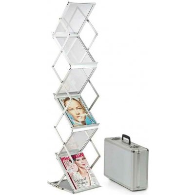 A-Z Reklama CZ Mobilní Oboustranný skládací stojan na letáky ZED UP 6x A4 s přenosným kufrem - Stříbrný – Zboží Dáma