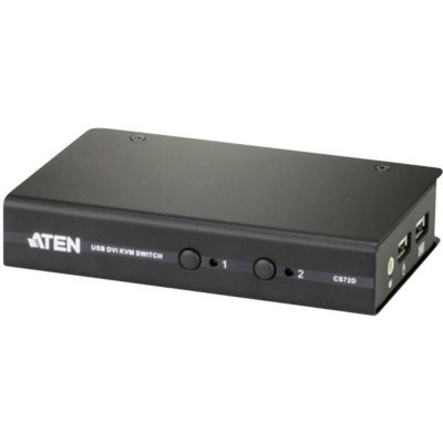 Aten CS-72D KVM přepínač 2:1, DVI, USB, audio, včetně kabelů – Zboží Živě