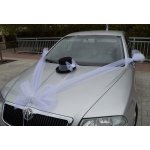 Svatební set na auto mašle+cylindr bílá