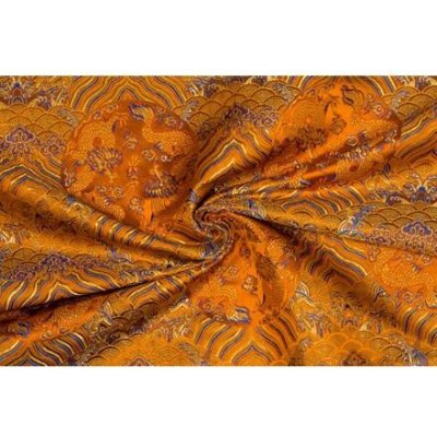 Brokát nebesa s draky v medailonu, oranžový, 1.02m – Sleviste.cz