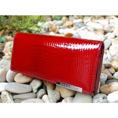 Dámská červená lakovaná kožená peněženka stříbrný patent luxusní