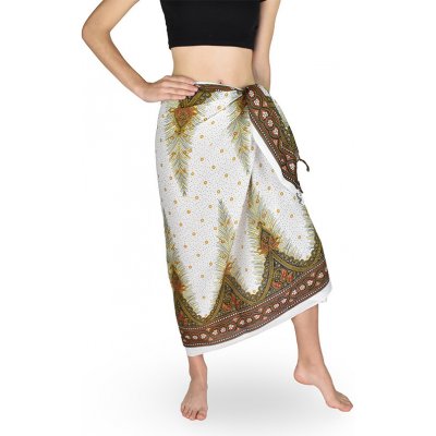 Sarong pareo Kujaku paví pera bílá – Zboží Dáma Sarong pareo Kujaku paví pera bílá – Zboží Dáma