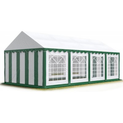 Pártystany Jičín Párty stan 4x8 m - PVC Standard Ohnivzdorný Zeleno-bílá – Sleviste.cz