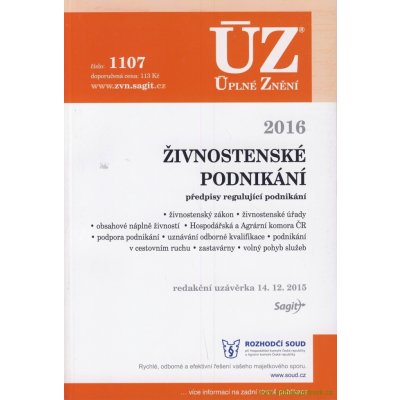 ÚZ č. 1107 - Živnostenské podnikání, volný pohyb služeb, podpora podnikání 2016 – Zbozi.Blesk.cz