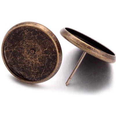 Náušnice puzety s 14mm lůžkem - antické bronzové