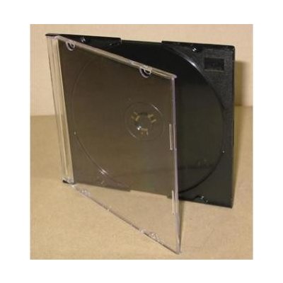 Box na 1ks CD, 5,2mm slim, průhledný, černý tray, tenký (200)