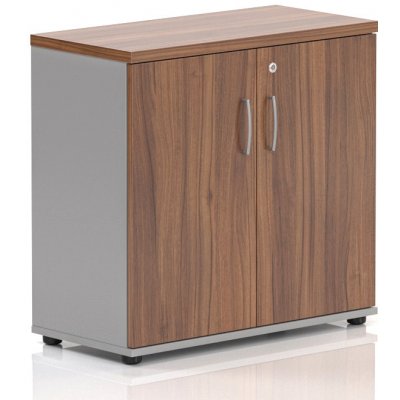 Nábytek Designový cz SB282 19 - Kancelářský regál Komfort, 80x38,5x76 cm, dveře 2/2, ořech/šedá – Zboží Mobilmania