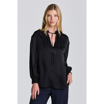 Gant D1. STAND COLLAR POP OVER BLOUSE černá